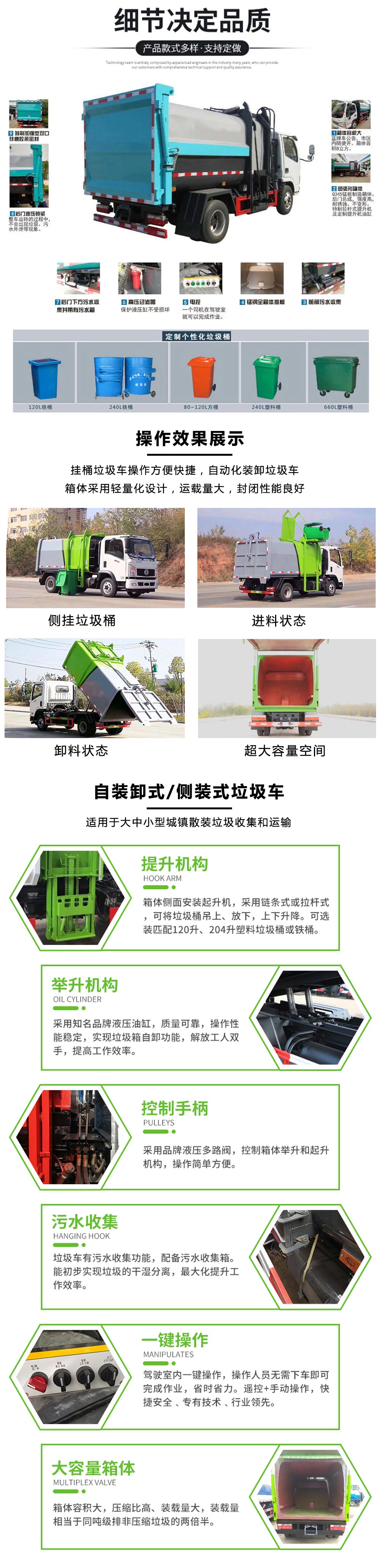國六福田祥菱 3方 挂桶垃圾車(chē)